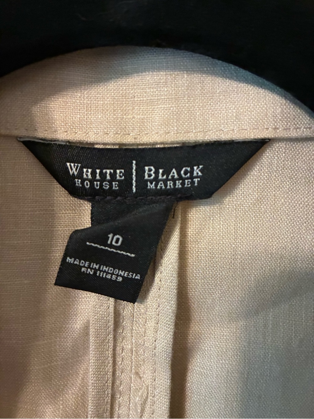 White House Black Market Linen Military Style Blazer Jacket 3/4 Sleeve Beige Tan - Picture 11 of 12
